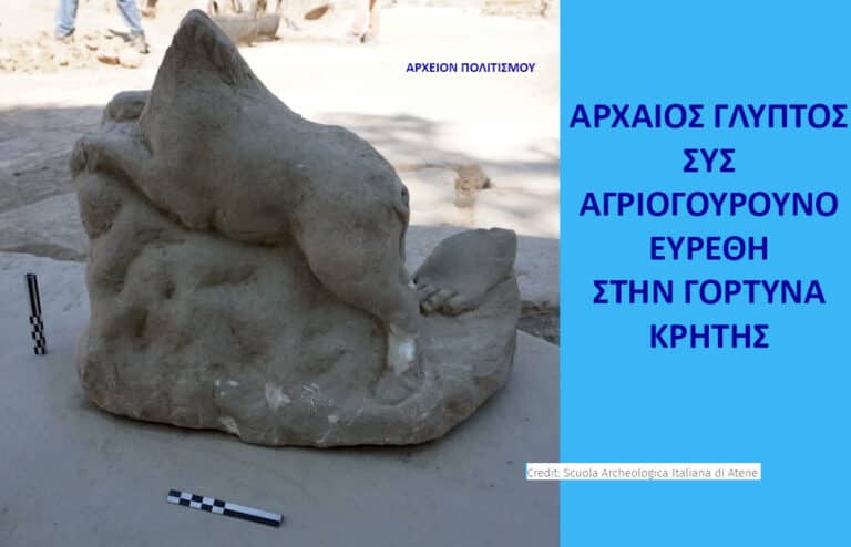 Αρχαίο γλυπτό αγριογούρουνο βρέθηκε στην σπουδαία Γόρτυνα της Κρήτης! – του Γ. Λεκάκη