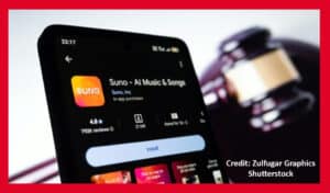 Smartphone screen displaying the Suno - AI Music & Songs app page with an Install button.
